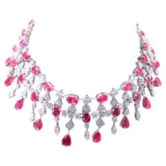 NWT $483, 000 18KT Grande 51CT Fancy Glittering Natural Ruby Diamond Necklace