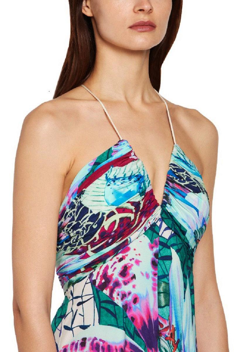 De las mujeres NWT $4850 FW 2018 Roberto Cavalli Exotic Flora Print Ivory Silk Maxi Dress It 46 en venta