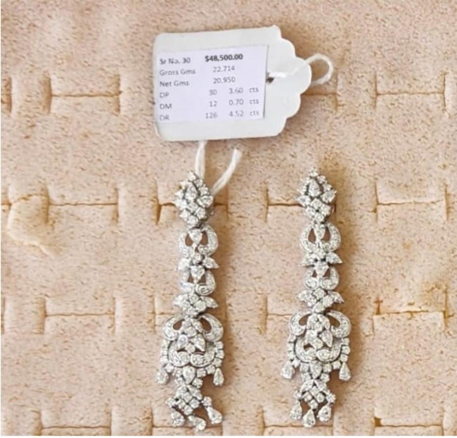 NWT $48, 500 Magnificent 18KT Gold Fancy Cascading Diamond Drape Drop Earrings In New Condition For Sale In New York, NY