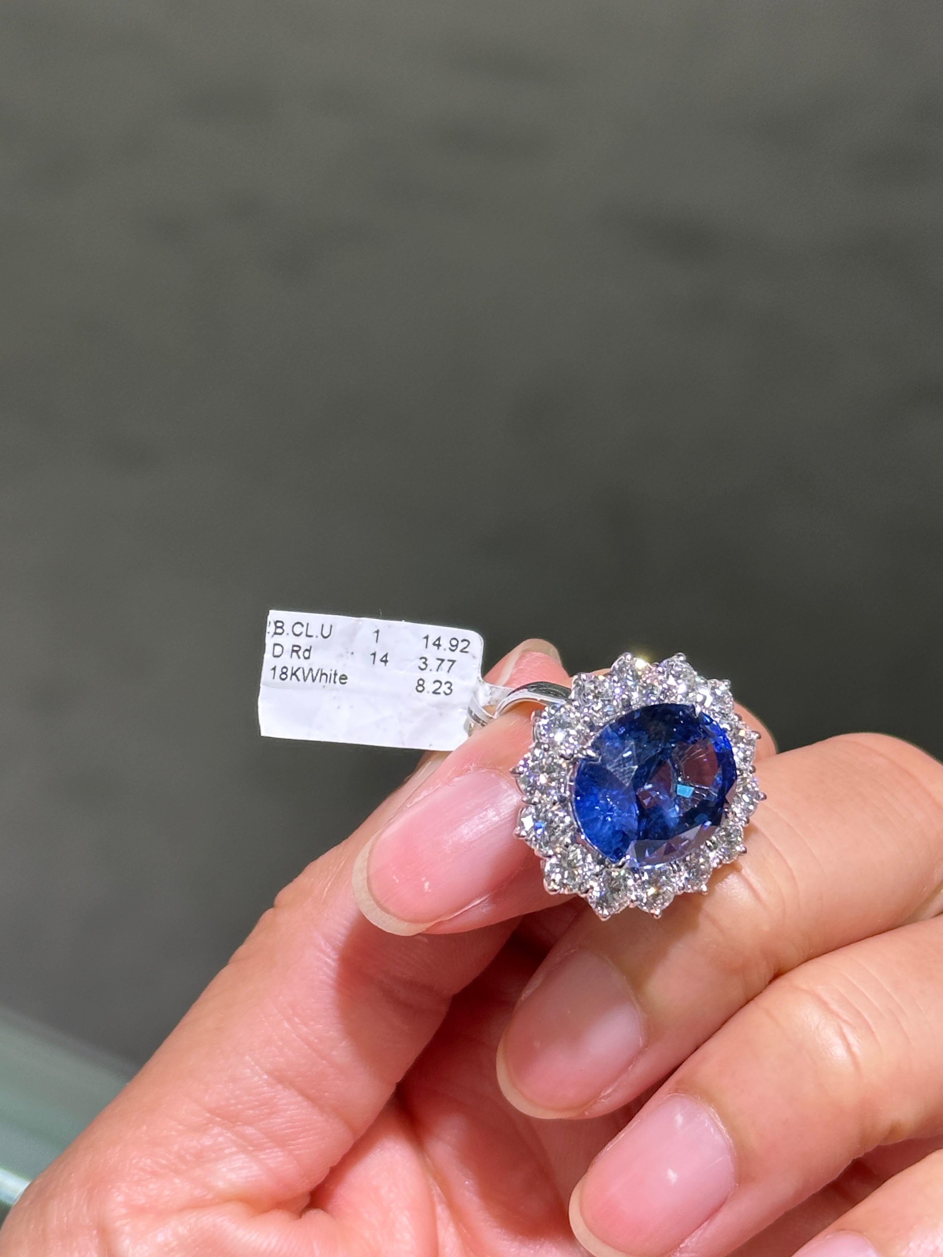 Oval Cut NWT $486, 000 18KT Gold Important 19CT Fancy Natural Blue Sapphire Diamond Ring For Sale