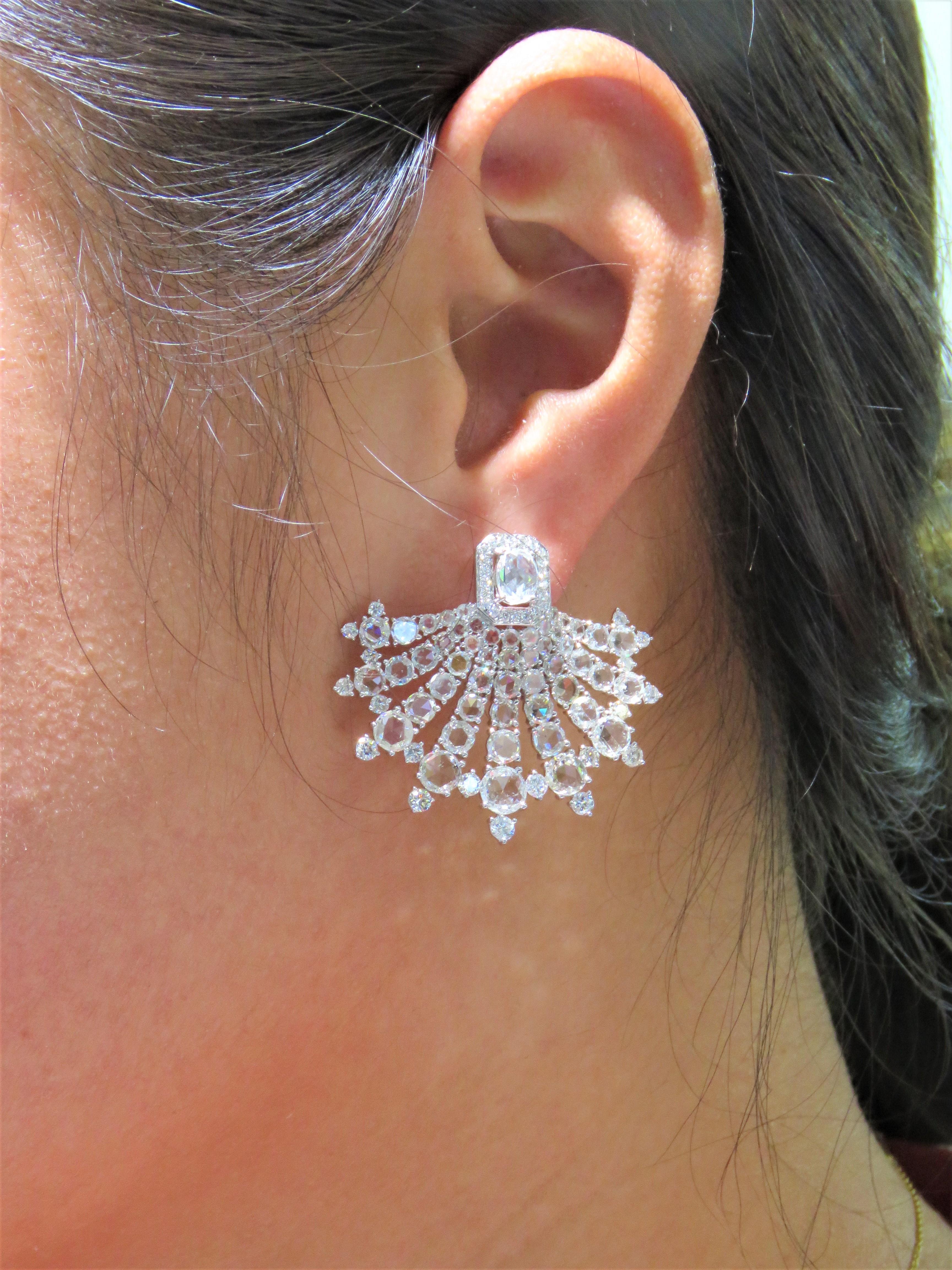 NWT$48, 700 18KT Gold Fancy 10ct Gorgeous Glittering Rose Cut Diamond Earrings For Sale 1