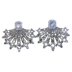 NWT$48,700 Boucles d'oreilles en or 18KT de fantaisie de 10 ct avec des diamants taille rose scintillants.