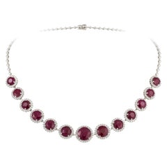 NWT $ 49, 500 Magnífico Rare Fancy 18KT Gold Gorgeous Ruby Diamond Necklace