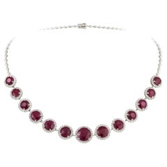 NWT $49, 500 Magnifique Rare Fancy 18KT Gold Gorgeous Ruby Diamond Necklace 
