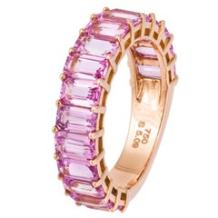 NWT 5, 500 18KT Fancy Large Glittering Fancy Pink Sapphire Eternity Band Ring