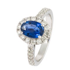 NWT $5, 500 18KT Gold Beautiful 2.70CT Oval Blue Sapphire Diamond Ring