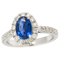 NWT $5, 500 18KT Gold Schöner 2.70CT Oval Blauer Saphir Diamant Ring
