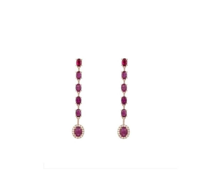 NWT $5, 500 18KT Gold Fancy Glittering Fancy Red Ruby Diamond Dangle Earrings Neuf - En vente à New York, NY