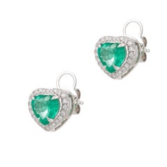 NEU $5. 500 18KT Große glitzernde Smaragd-Herz-Diamant-Ohrstecker, neu mit Diamanten