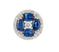 NWT $5, 500 Magnificent 18KT Fancy Blue Sapphire Floral Diamond Stud Earrings