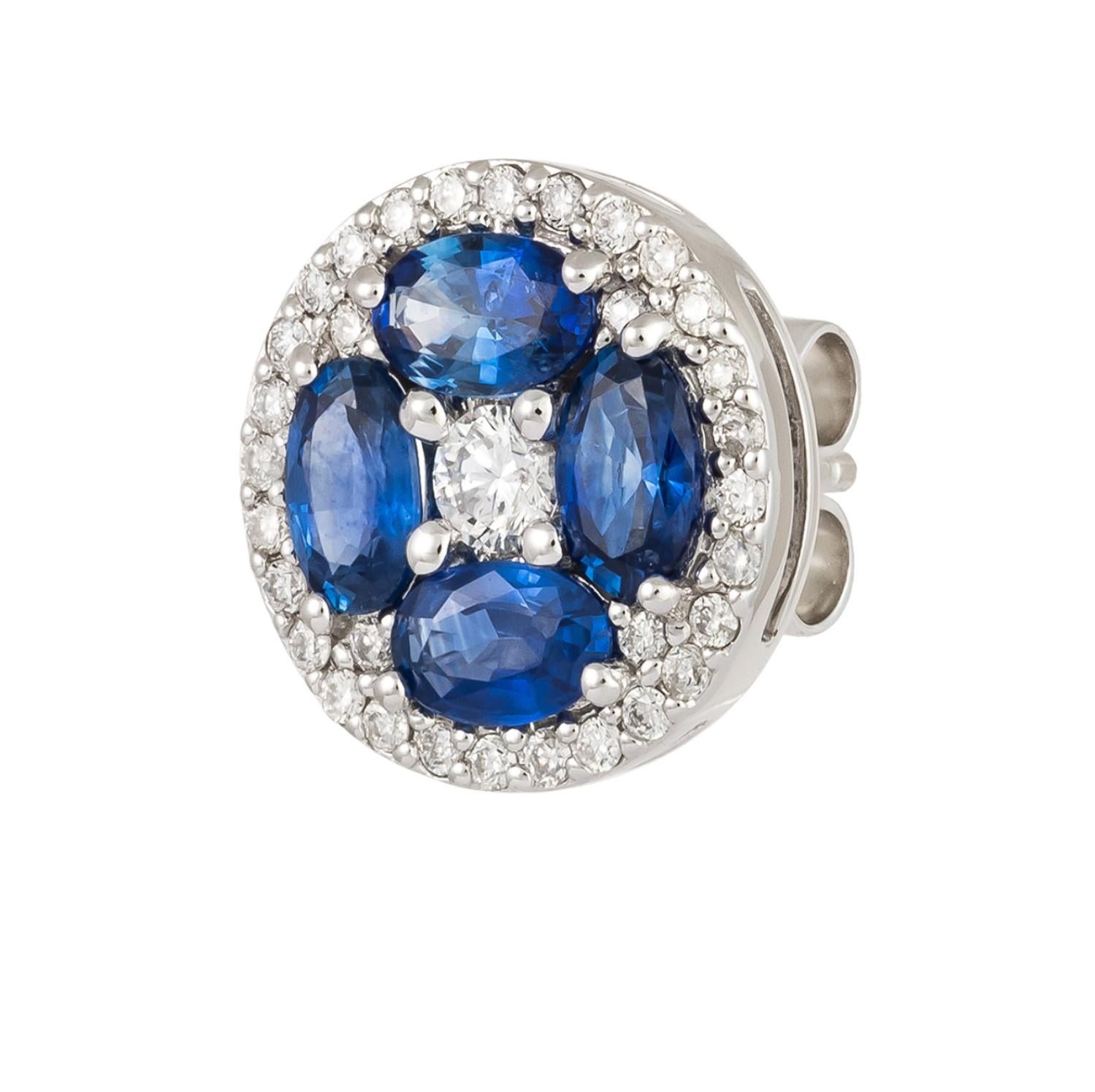 NEU $5, 500 prächtige 18KT Ohrstecker mit blauem Saphir und geblümtem Diamanten (Gemischter Schliff) im Angebot