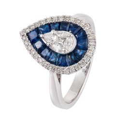 NWT $5, 500 Rare Important 18KT Gold Fancy Princess Sapphire Diamond Ring