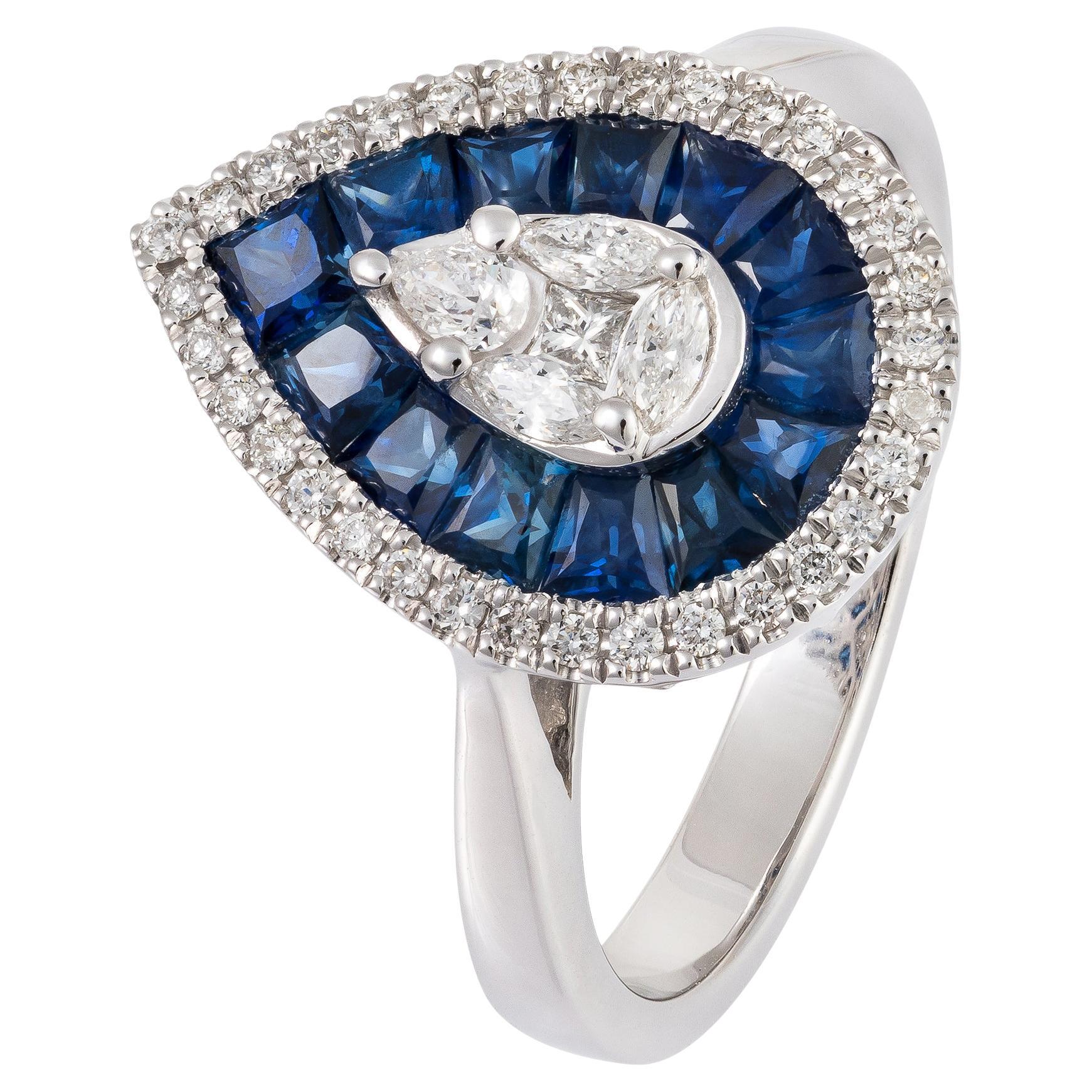 NWT $5, 500 Rare Important 18KT Gold Fancy Princess Sapphire Diamond Ring