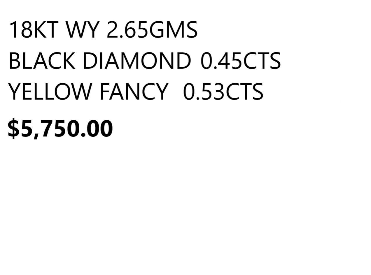 Women's NWT $5, 750 Rare Important 18KT Black Diamond Fancy Yellow Diamond Ring Band For Sale