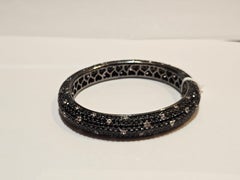 NWT $5, 900 Bracciale Bangle con zaffiro bianco e nero da 26 carati, scintillante e di fantasia