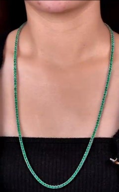 NWT $50, 000 18KT Gold Glittering Fancy 22.5CT Emerald Long Strand Necklace