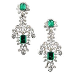 NWT $50, 000 Or Fancy Gorgeous Glittering 13CT Emerald Diamond Earrings