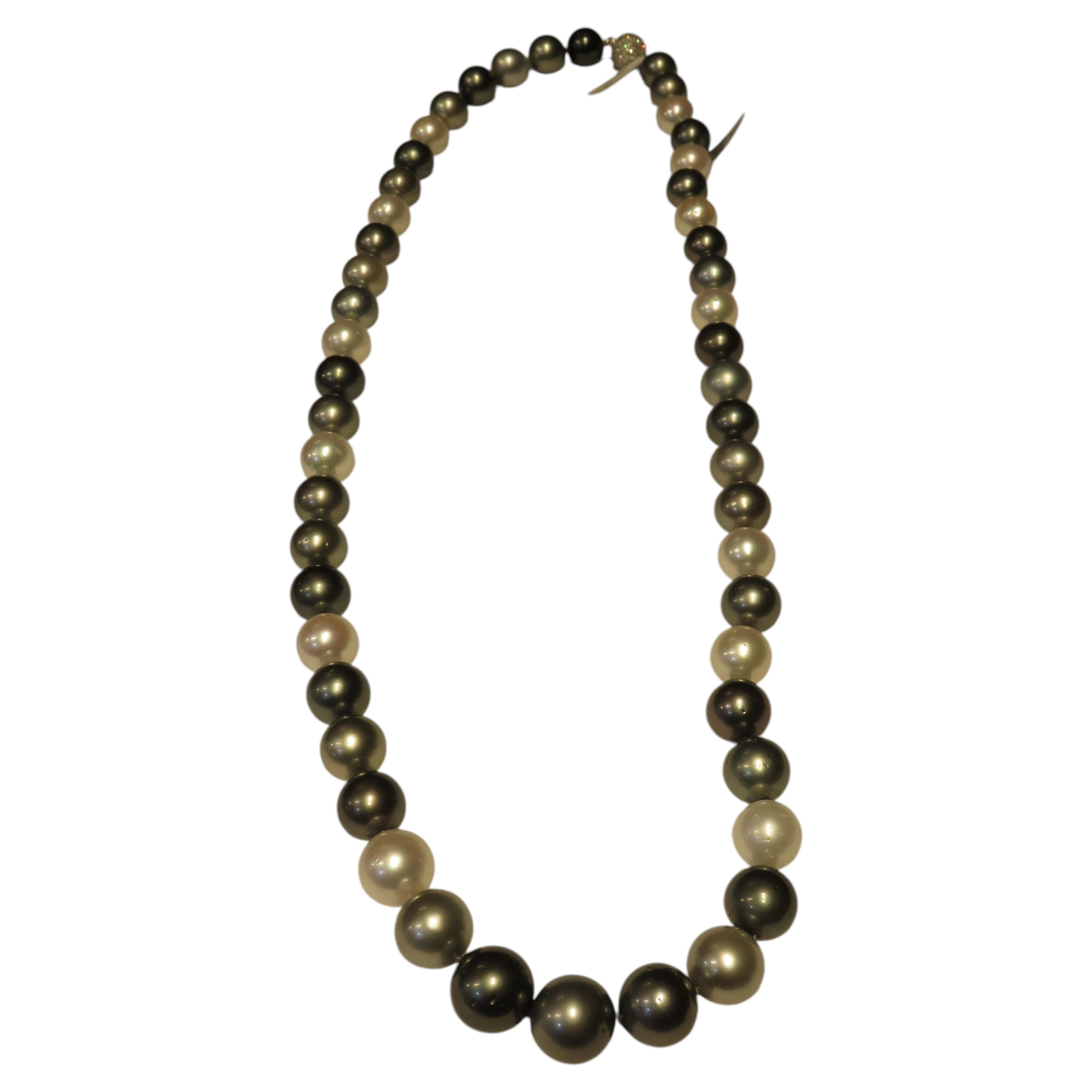 Collana NWT da 50.000 $, rara, in oro 18 carati con perle di Tahiti e del Mar del Sud e diamanti in vendita