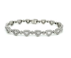 NWT $50, 345 18KT Gold Fancy Gorgeous Glittering Heart Diamond Tennis Bracelet