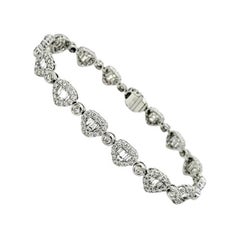 NWT $50, 345 Rare Glittering 18KT Large Fancy Heart Diamond Tennis Bracelet