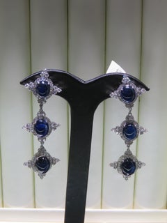 NWT $52, 500 Magnificent Large 18KT Gold Fancy Sapphire Diamond Dangle Earrings