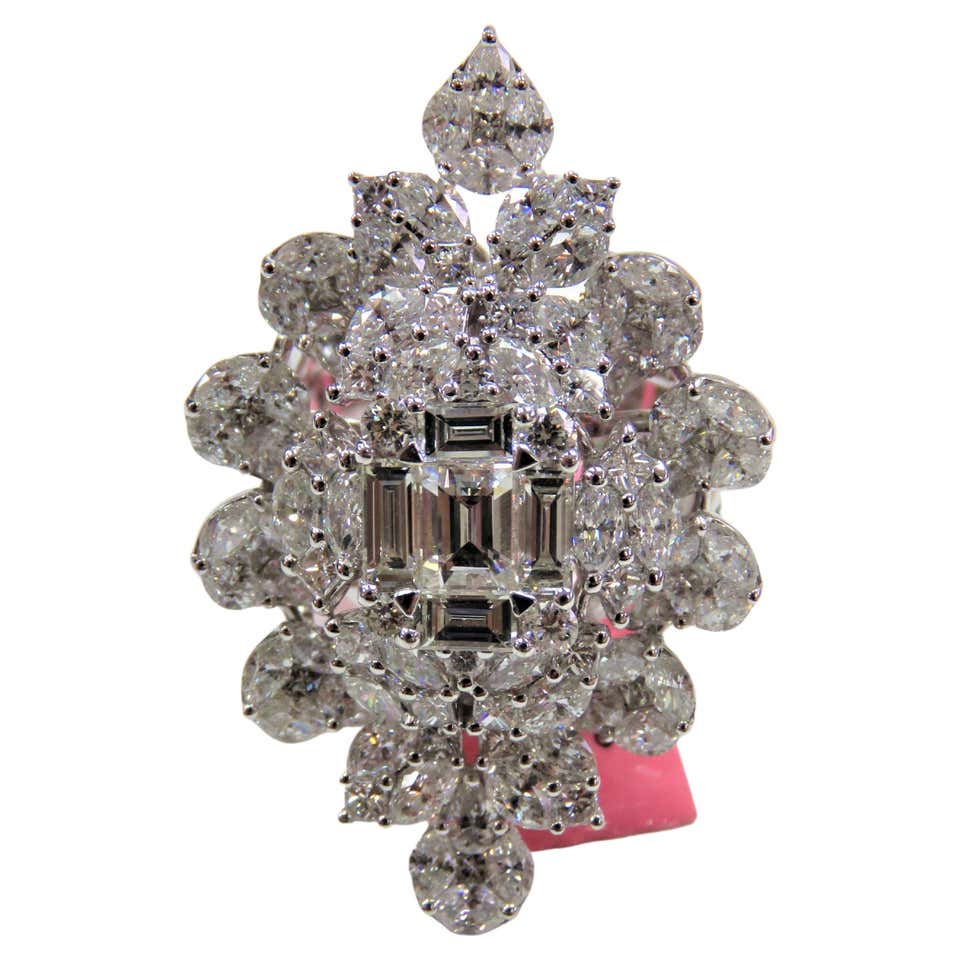 NWT 18 Karat Fancy Large Magnificent Glittering Fancy Diamond Wrap Ring ...