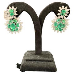 NWT $52, 930 18KT 20CT Glittering Fancy Green Emerald Diamond Dangle Earrings
