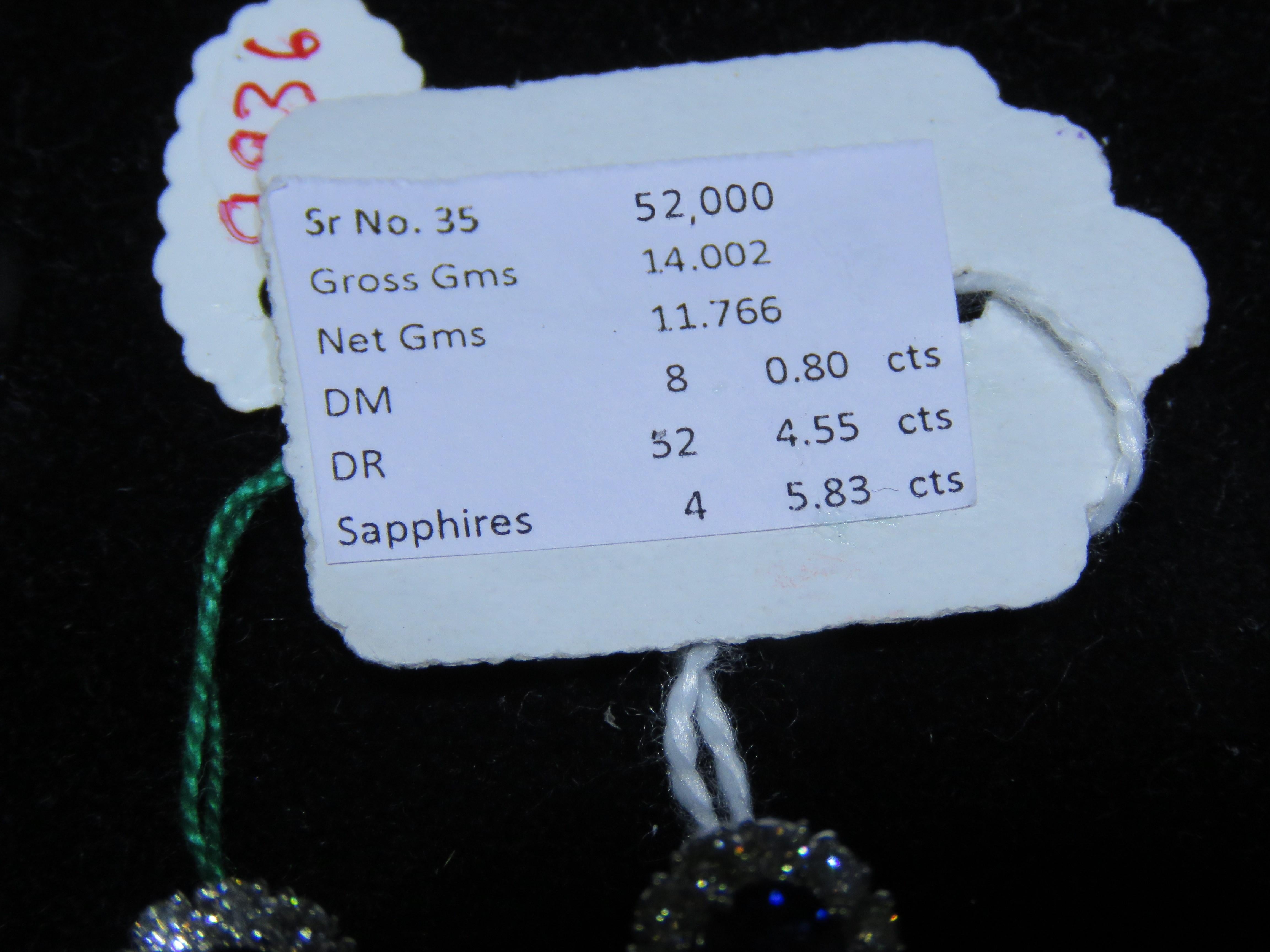 Women's NWT $52, 000 18KT Gold Fancy Gorgeous Glittering 11CT Sapphire Diamond Earrings For Sale