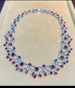 NWT $525, 000 18KT Glittering GIA Fancy Natural Burmese Ruby Diamond Necklace