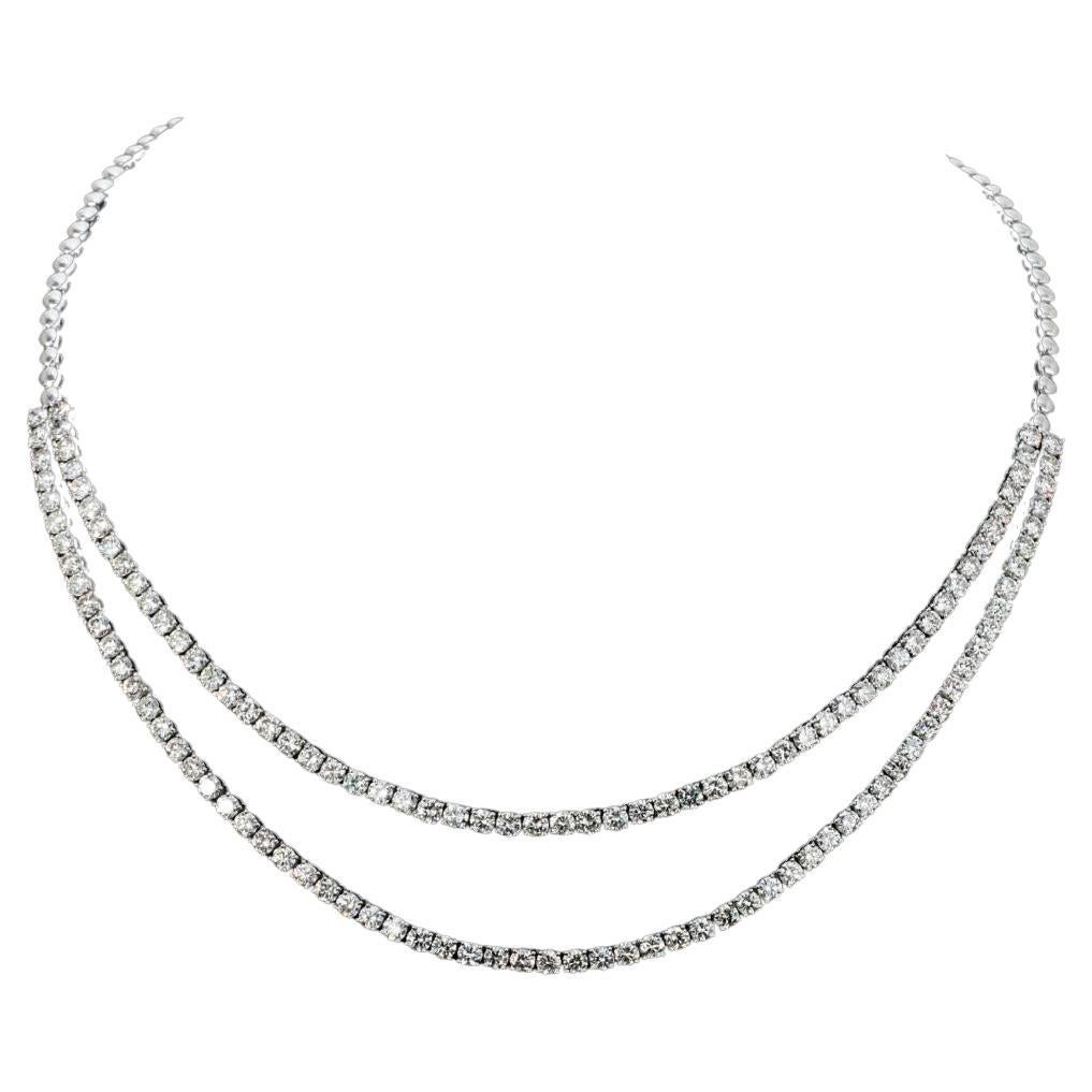Nwt $53,000 Seltene Fancy 18kt Gold Gorgeous Double 2 Strand große Diamant-Halskette