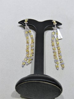 NWT $53, 200 18KT Gold Fancy 10.50ct Gorgeous Glittering Yellow Diamond Earrings