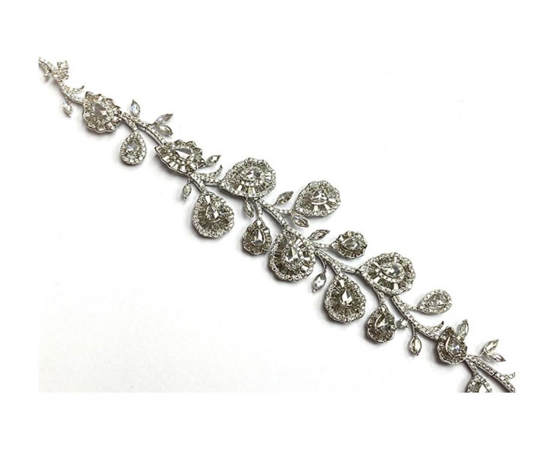 NEU $55, 000 18KT Gold Prächtiges, seltenes, ausgefallenes Diamantarmband mit Rosenschliff-Diamant im Rosenschliff im Zustand „Neu“ im Angebot in New York, NY