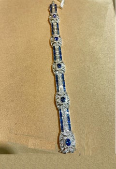 NEU $55, 500 Seltenes Platin- und Diamantarmband im Deko-Stil mit 15CT blauem Saphir, neu mit Diamanten