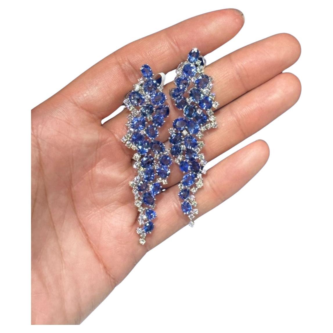 NWT $57, 000 Exquisite 18KT Gorgeous 30CT Fancy Blue Sapphire Diamond Earrings