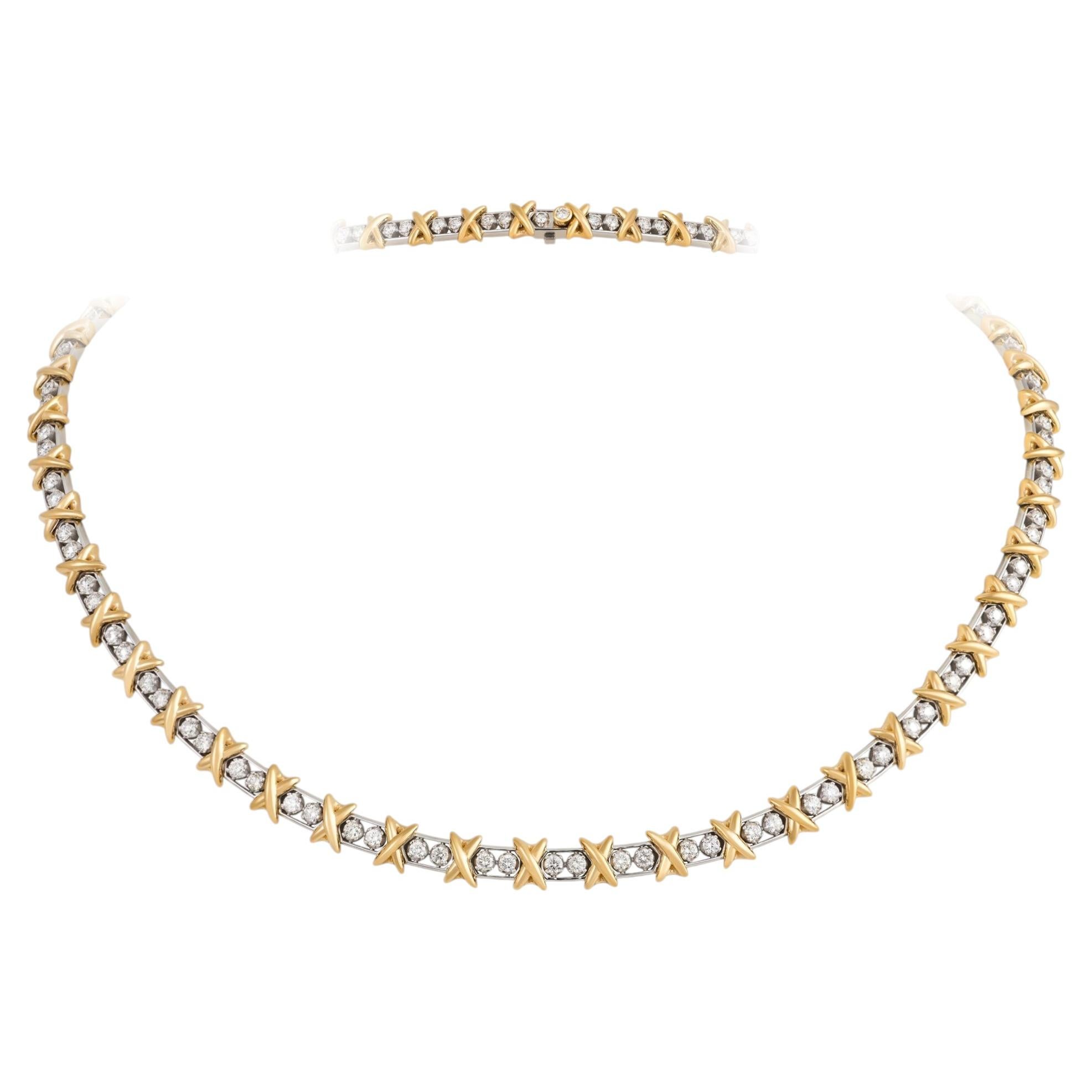 NWT $57, 500 Collar de Oro de 18KT con Diamantes de Fantasía de Gran Brillo en X Filamentos