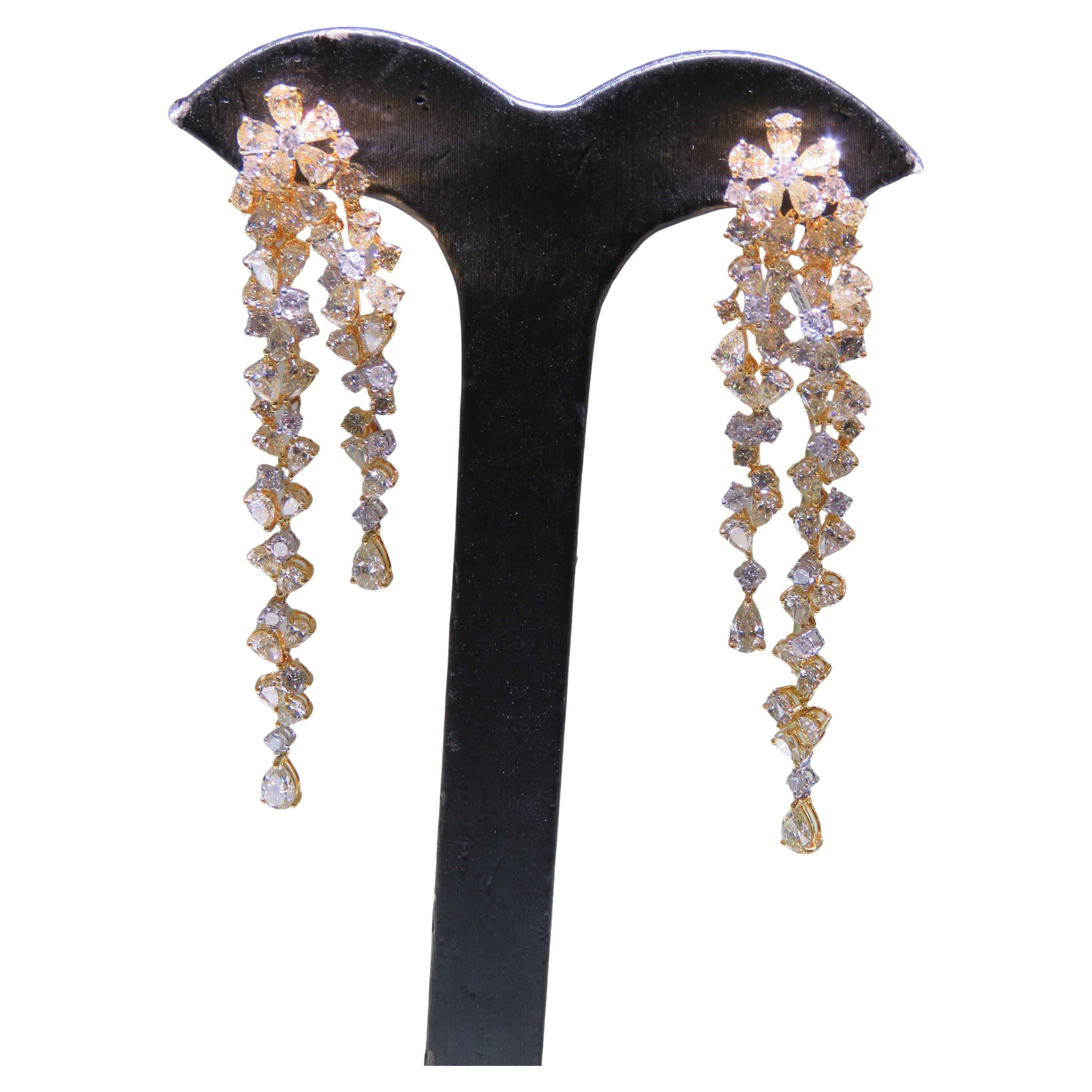 NWT $58, 400 18KT Gold Fancy 12ct Gorgeous Glittering Yellow Diamond Earrings