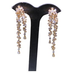 NWT $58, 400 Boucles d'oreilles en or 18KT Fancy 12ct Gorgeous Glittering Yellow Diamond Earrings