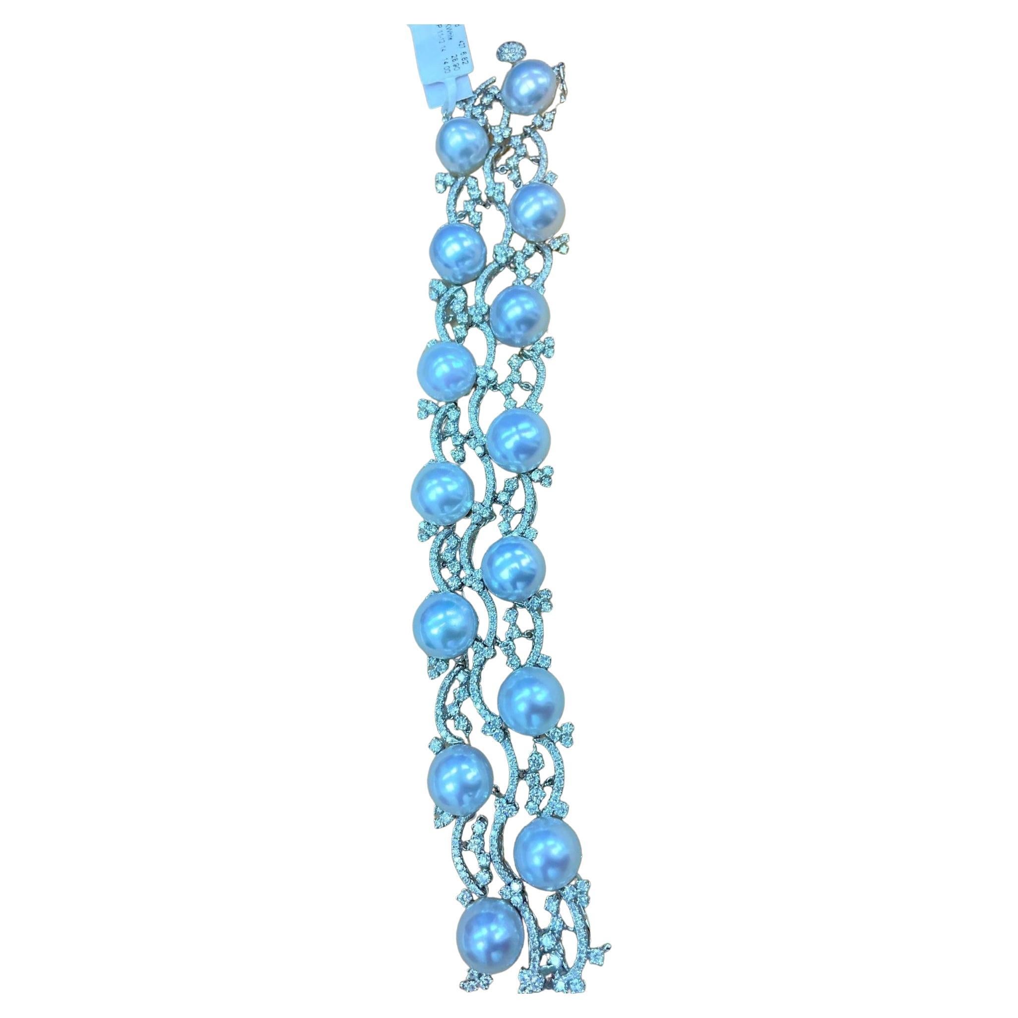 Important bracelet en or 18 carats avec grande perle AAA et diamants fantaisie des mers du Sud, 58 500 $, Neuf avec étiquette