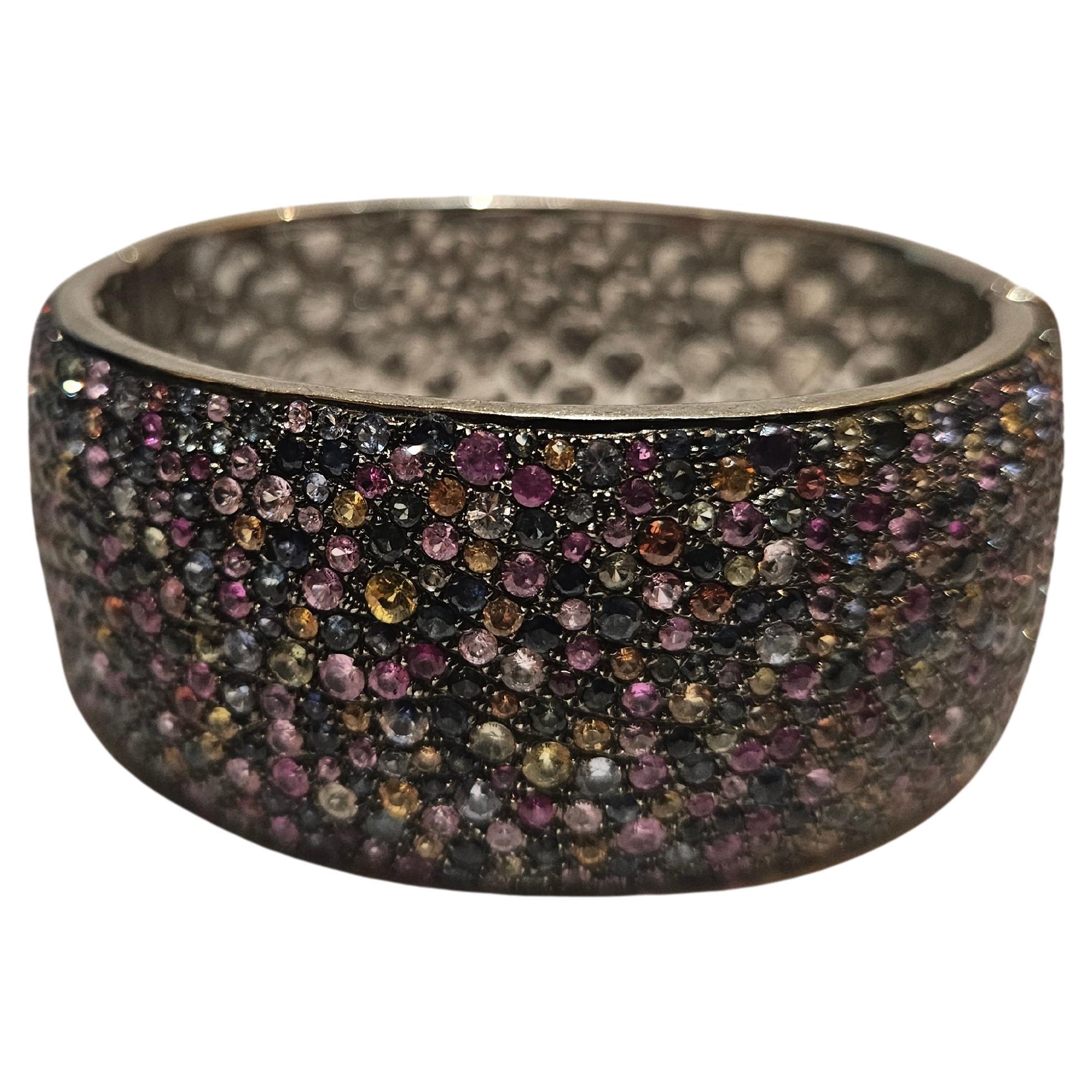 NWT $6, 500 Fancy Glittering 27CT Fancy Rainbow Sapphire Bracelet Bangle Cuff