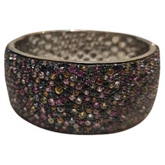 NWT $6, 500 Fancy Glittering 27CT Fancy Rainbow Sapphire Bracelet Bangle Cuff