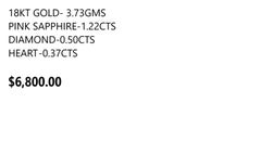 NWT $6, 800 18KT Gold Large Fancy Pink Sapphire Heart Diamond Dangle Earrings
