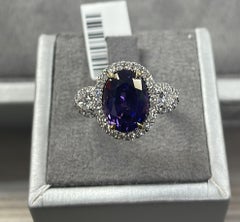 NWT $60, 000 18KT Gold Important Large 6.50CT Fancy Purple Sapphire Diamond Ring