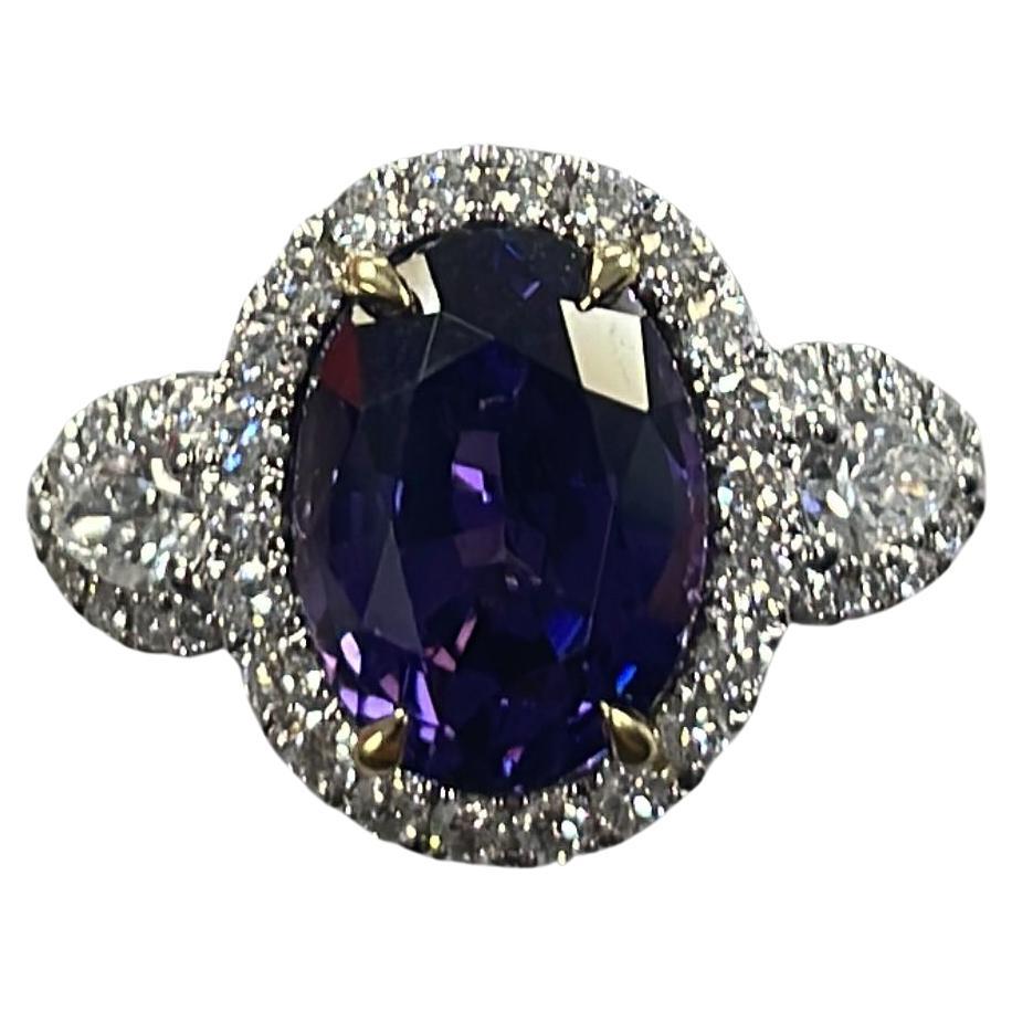 NWT $60, 000 18KT Gold Important Large 6.50CT Fancy Purple Sapphire Diamond Ring