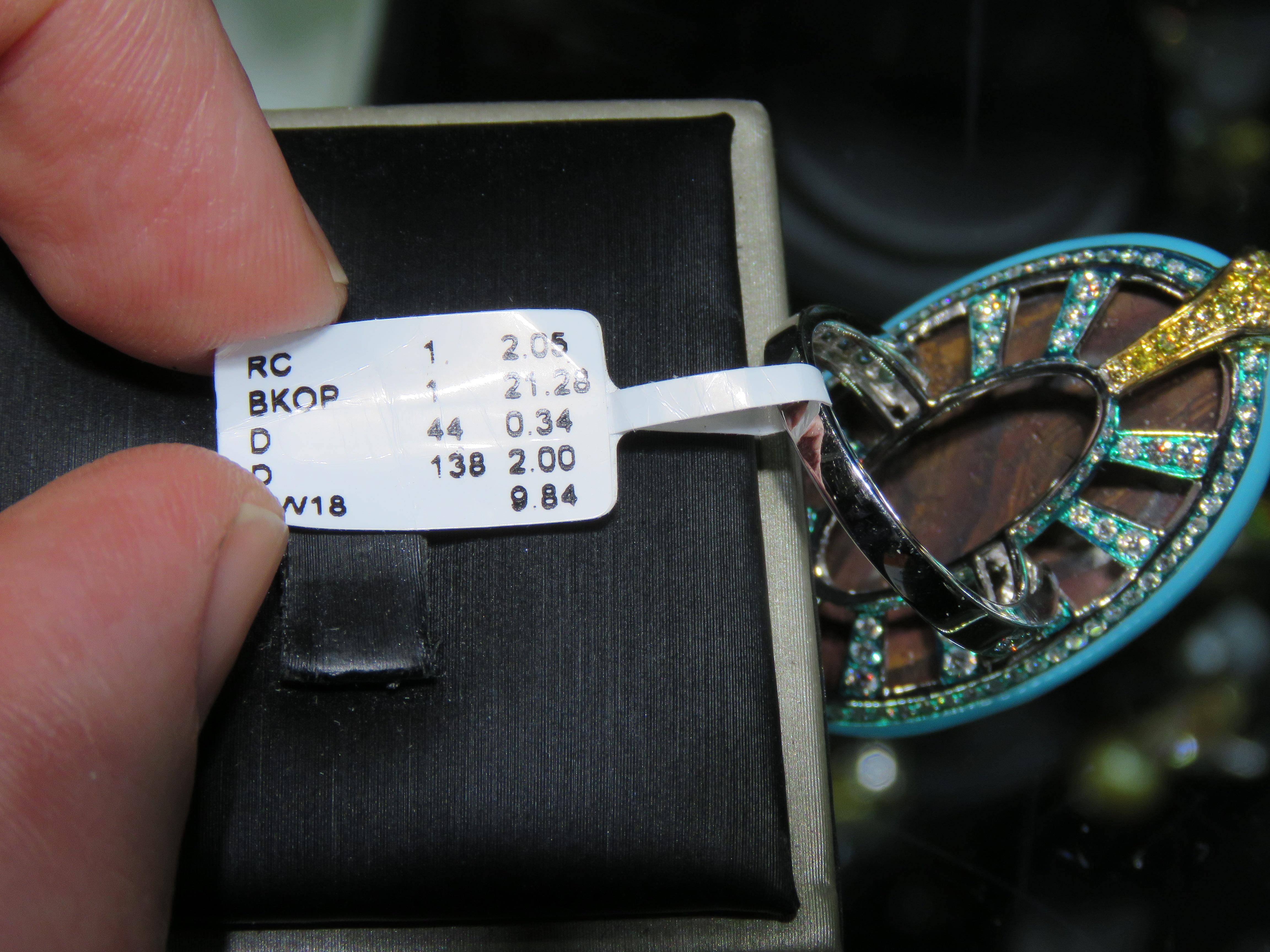Mixed Cut NWT $61, 000 Rare 18KT Gold Large Black Opal Fancy Rose Cut Diamond Ring For Sale