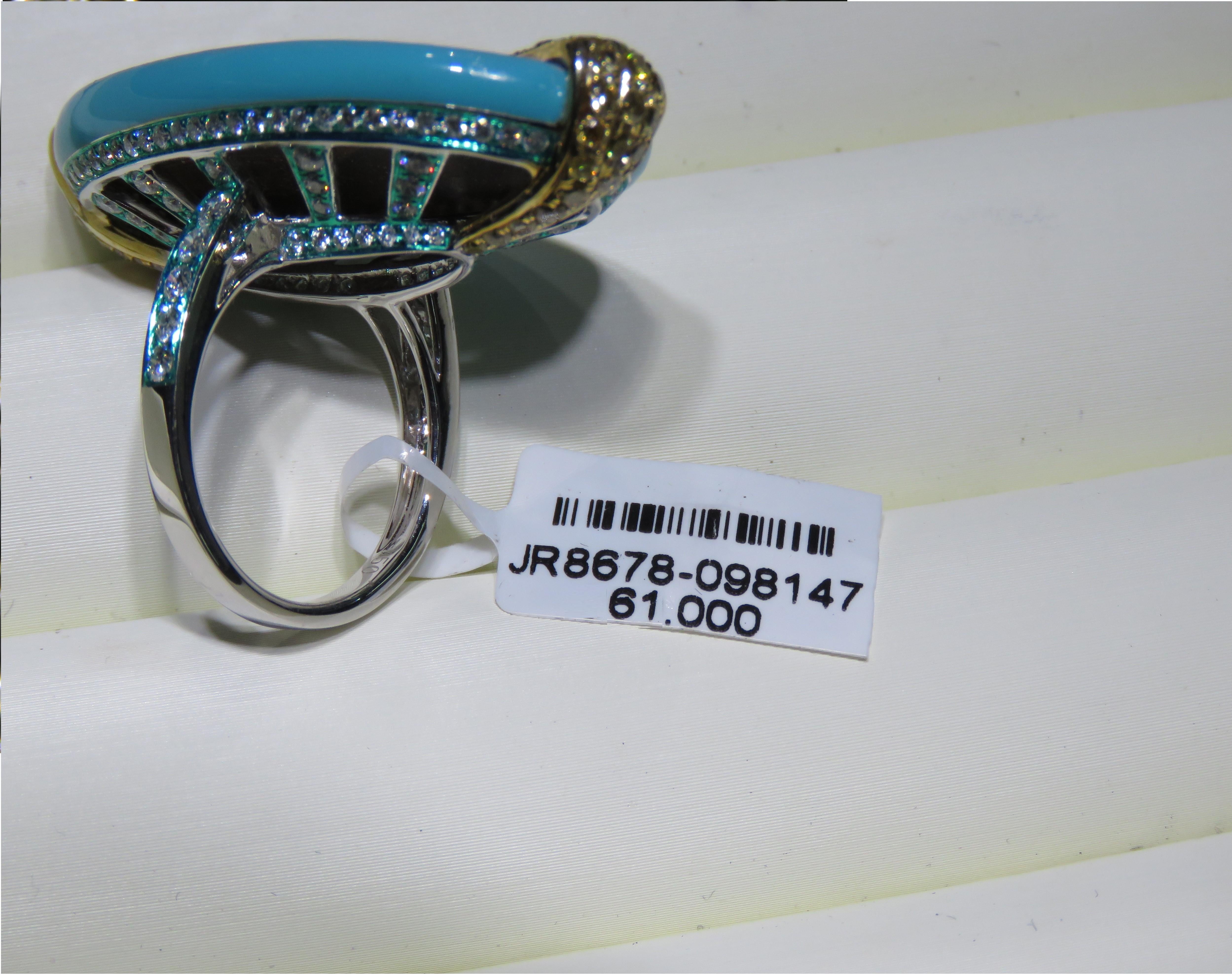 Women's NWT $61, 000 Rare 18KT Gold Large Black Opal Fancy Rose Cut Diamond Ring For Sale