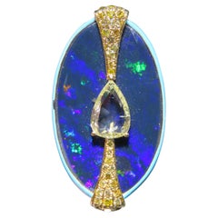 NWT $61, 000 Rare 18KT Gold Large Black Opal Fancy Rose Cut Diamond Ring
