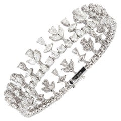 NWT $63, 500 18KT Gorgeous Glittering Large Fancy Diamond Flower Fringe Bracelet