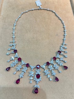 NWT $635, 000 18KT Gold Glittering 40CT Natural GIA Pigeon Ruby Diamond Necklace