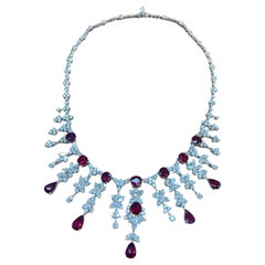 NEU $635, 000 18KT Gold Glitzernde 40CT Natürliche GIA Pigeon Rubin-Diamant-Halskette, NEU