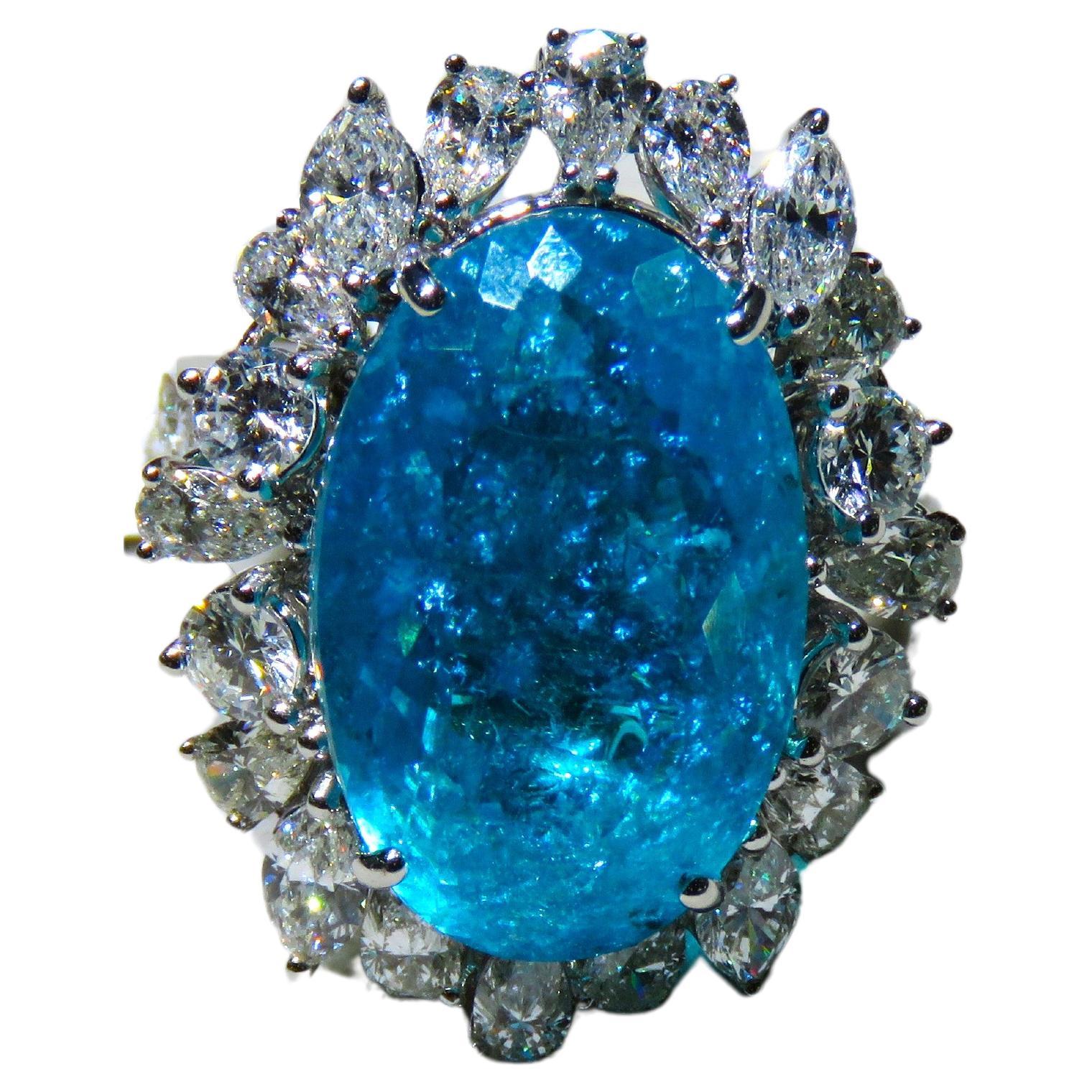 NWT $639, 000 18KT Rare Exquisite Massive Fancy Glittering Paraiba Diamond Ring For Sale